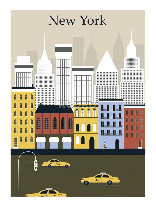 Poster New Yorker Wolkenkratzer in einer minimalistischen Version
