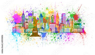 Poster New Yorker Wolkenkratzer in farbenfrohen Farbtupfern