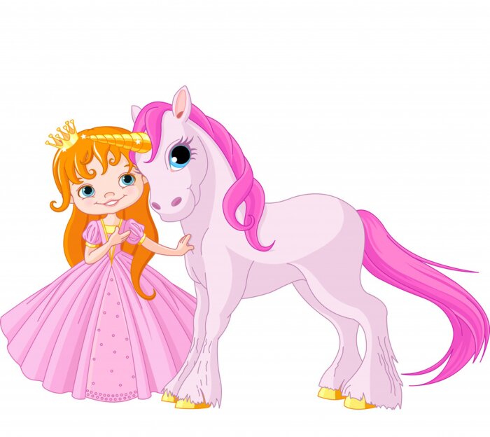 Poster Niedliche Prinzessin und Einhorn