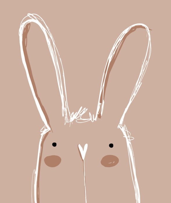 Poster Niedliches Langohr auf hellbraunem Hintergrund