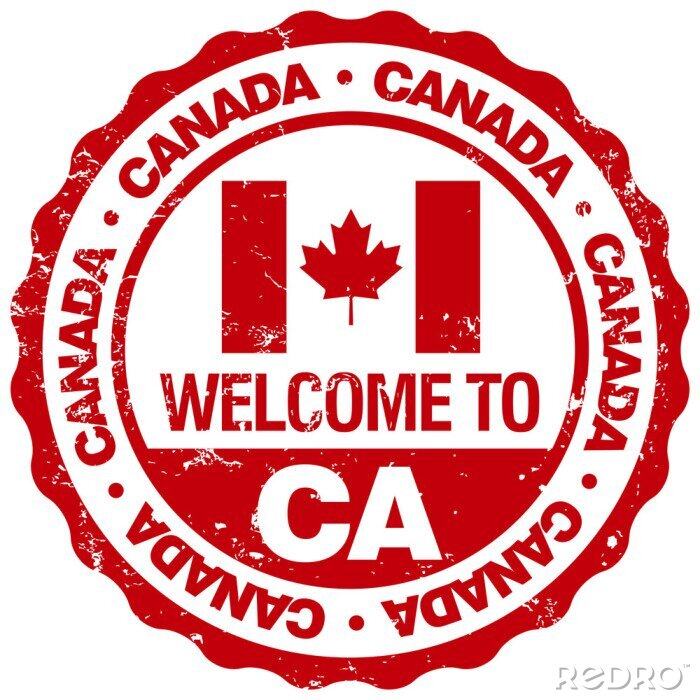 Poster Nordamerika in Symbolen Kanadischer Stempel