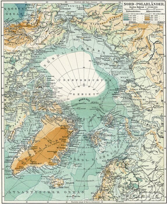 Poster Nordpol Karte