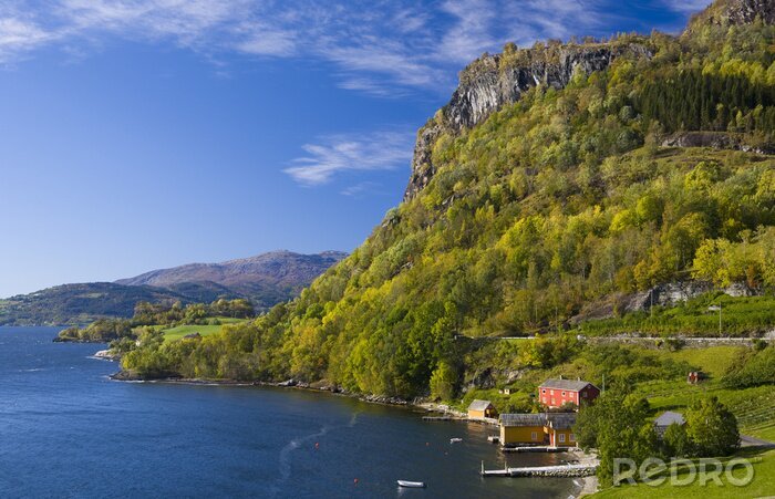 Poster Norwegische Landschaft mit Fjord