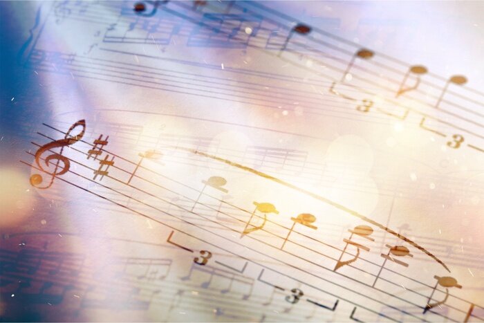 Poster Noten auf Sternenhintergrund