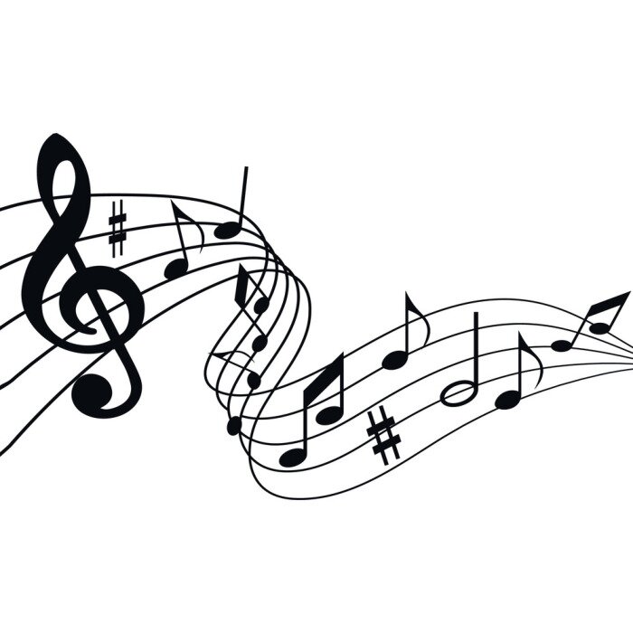 Poster Noten auf tanzendem Notensystem