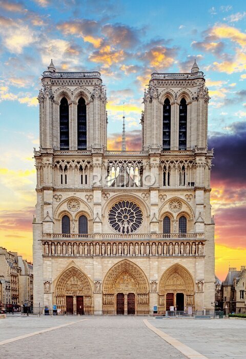 Poster Notre-Dame an einem sonnigen Abend