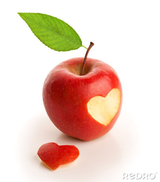 Poster Obst Apfel mit ausgeschnittener Herzform