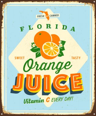 Poster Orangensaft im Vintage-Stil