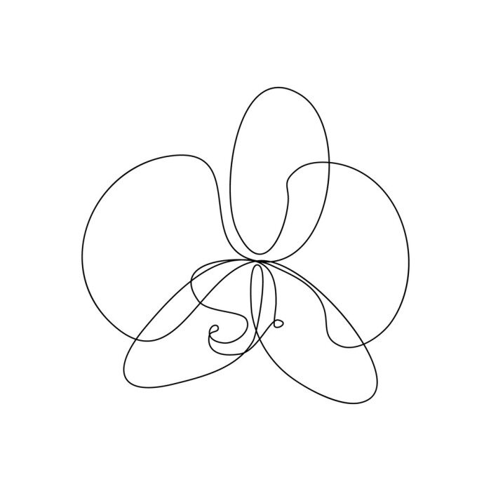 Poster Orchidee Blume im Line-Art-Stil