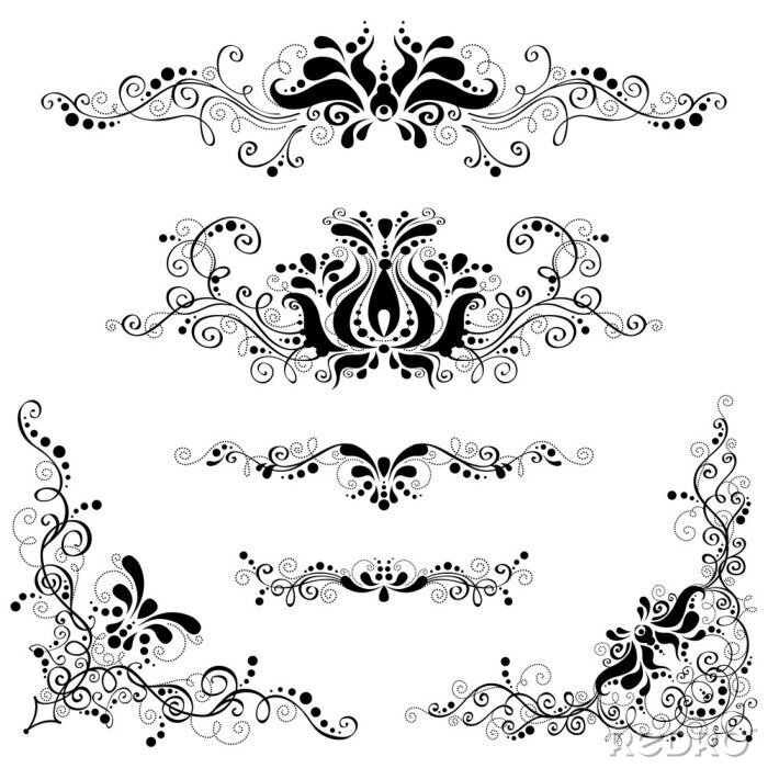 Poster Ornament Blumen retro