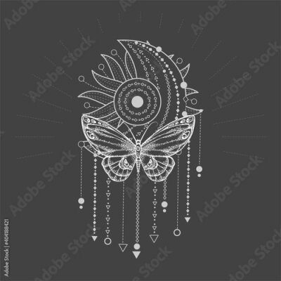 Poster Ornament mit einem Schmetterling im modernen Stil