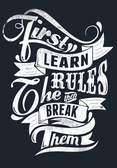 Poster Ornamentale Schrift und Inschrift über Regeln