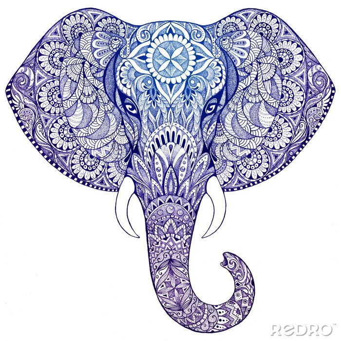 Poster Ornamentales Porträt eines Elefanten
