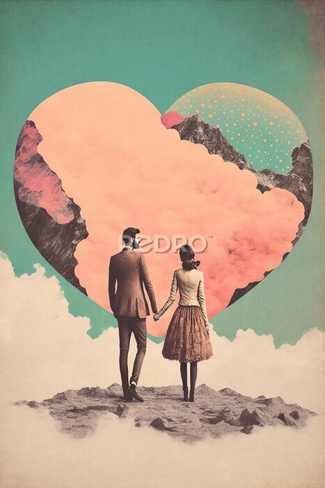 Poster Paare in der Liebe surreale Illustration