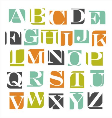 Poster Pädagogisches Alphabet und bunte Fliesen