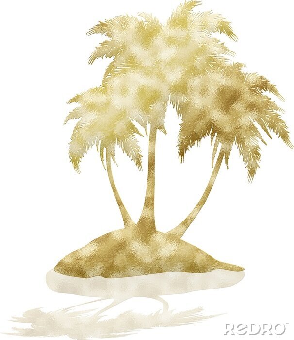 Poster Palmen auf einer kleinen Insel