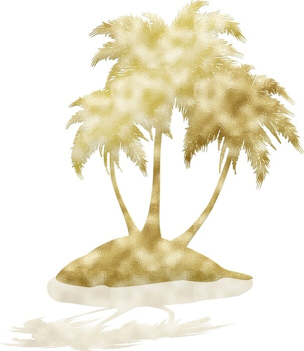 Poster Palmen auf einer kleinen Insel