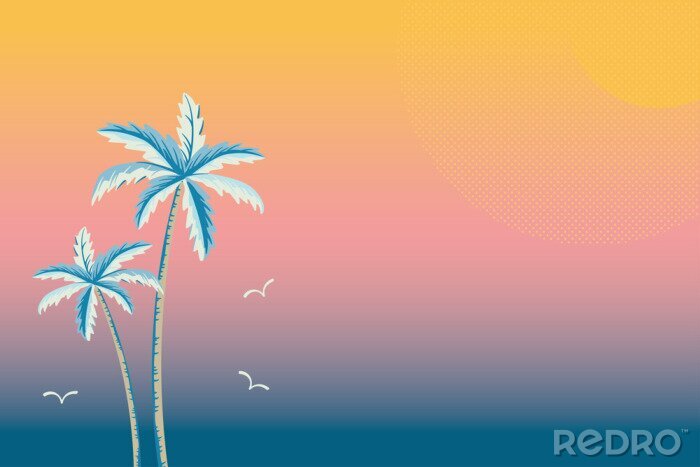 Poster Palmen bei Sonnenaufgang