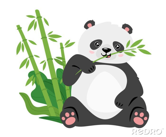 Poster Panda hält einen Bambuszweig in seiner Pfote
