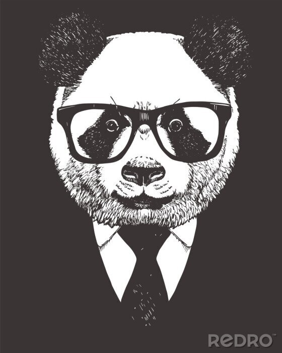 Poster Panda mit Brille und Anzug