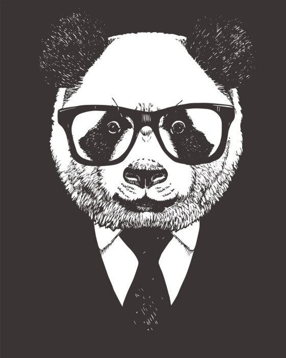 Poster Panda mit Brille und Anzug
