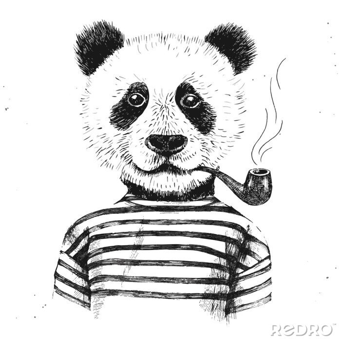 Poster Panda mit einer pfeife