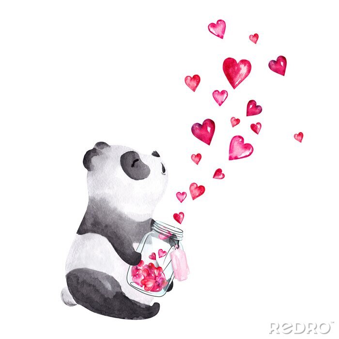 Poster Panda mit Herzen