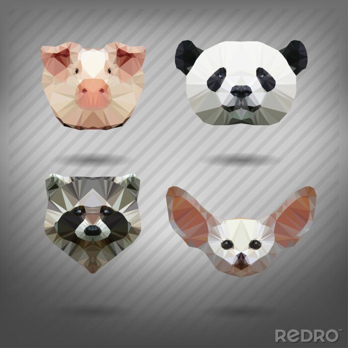 Poster Panda und Tiere in Grau