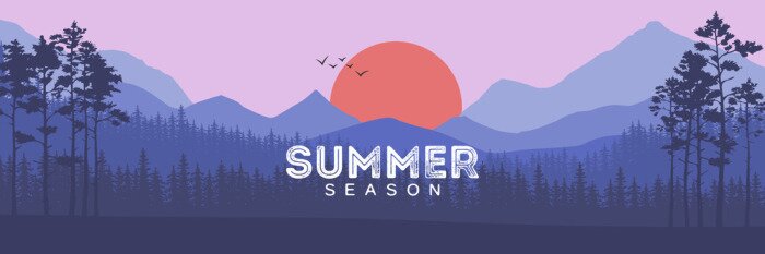 Poster Panorama Berge auf Illustration