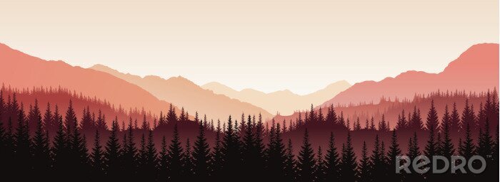 Poster Panorama Berge und Wald
