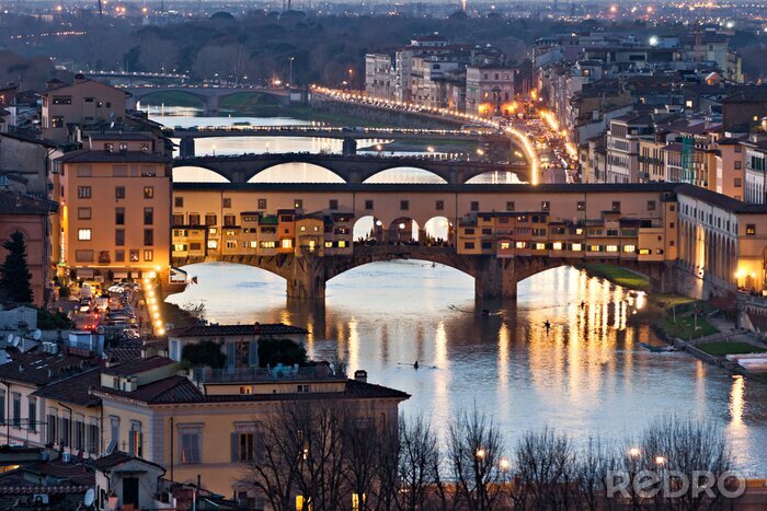 Poster Panorama der Brücke in Florenz