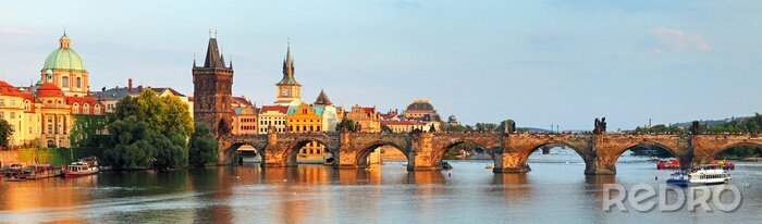 Poster Panorama der Brücke in Prag