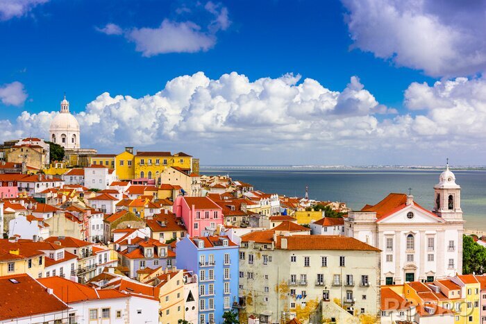 Poster Panorama des bunten Lissabon