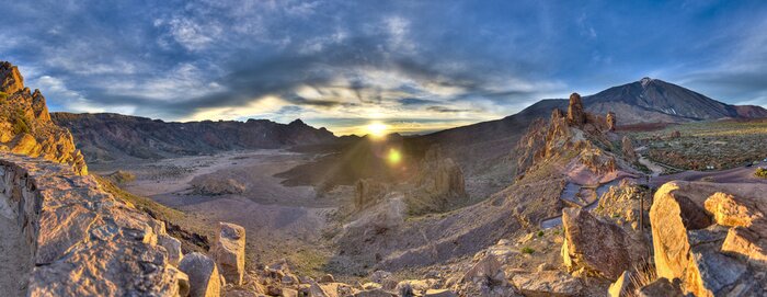 Poster Panorama mit Landschaft der Berge