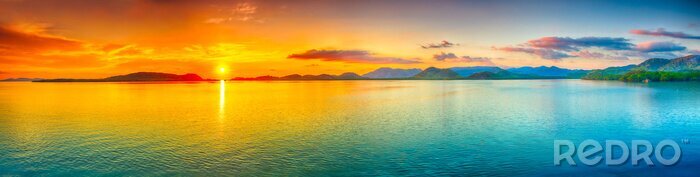 Poster Panorama Sonnenuntergang über dem Ozean