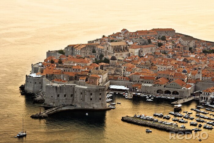 Poster Panorama von Dubrovnik mit Häusern