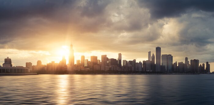 Poster Panorama von Gewitterwolken über Chicago