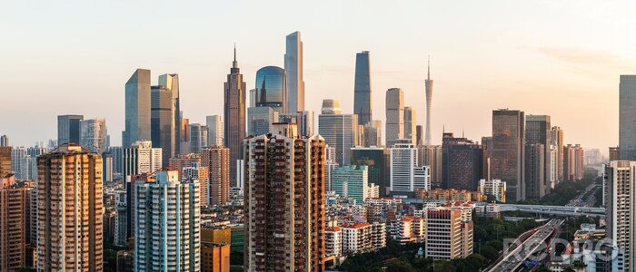 Poster Panorama von Guangzhou und Wolkenkratzer
