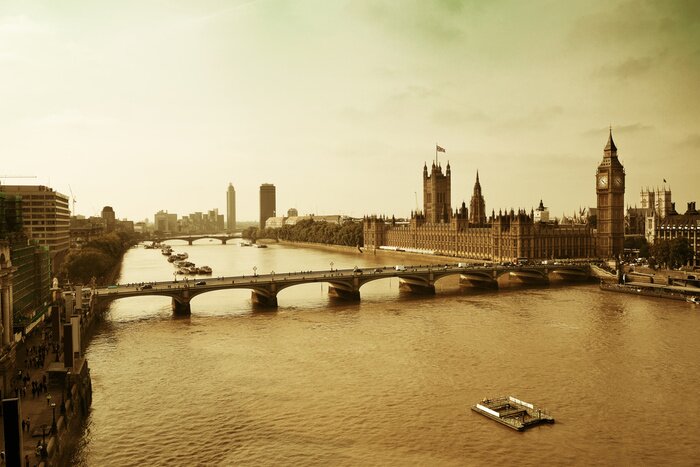 Poster Panorama von London in Sepia