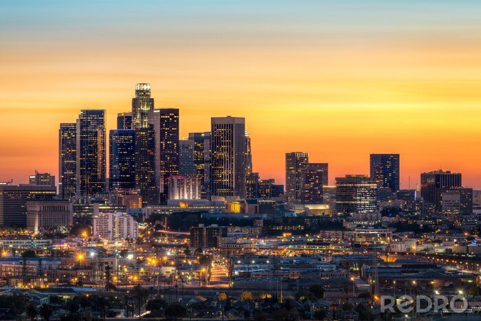 Poster Panorama von Los Angeles bei Nacht