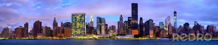 Poster Panorama von Manhattan vor Sonnenaufgang