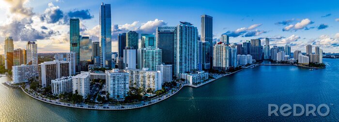 Poster Panorama von Miami aus Vogelperspektive