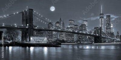 Poster Panorama von New York City bei Nacht