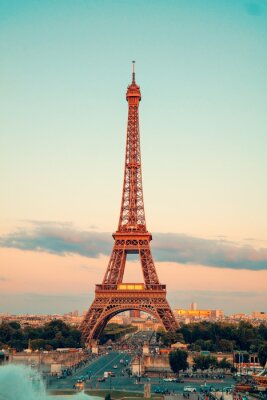 Poster Panorama von Paris an einem sonnigen Abend