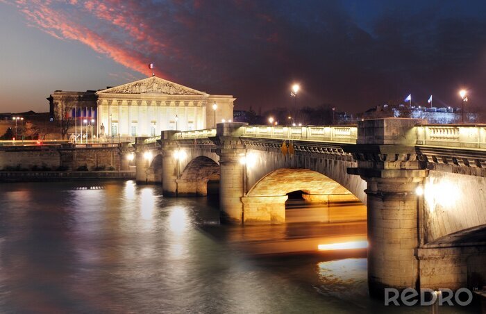 Poster Panorama von Paris bei Nacht