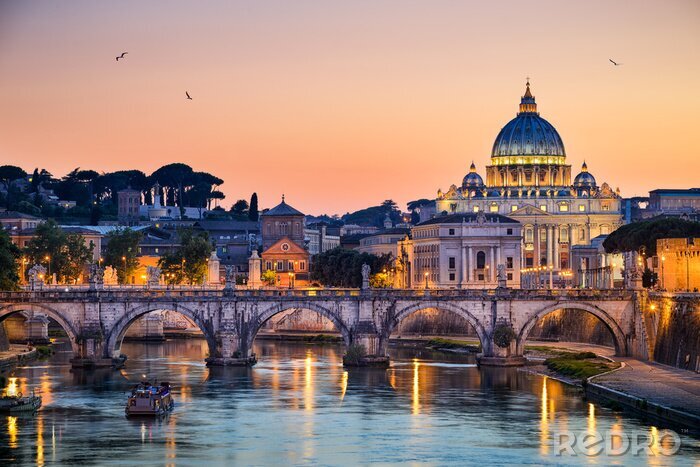 Poster Panorama von Rom am Abend