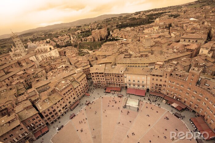 Poster Panorama von Siena in Sepia