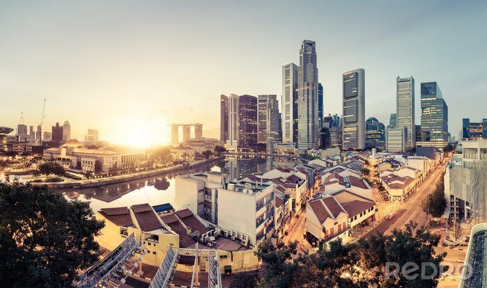 Poster Panorama von Singapur in der Sonne