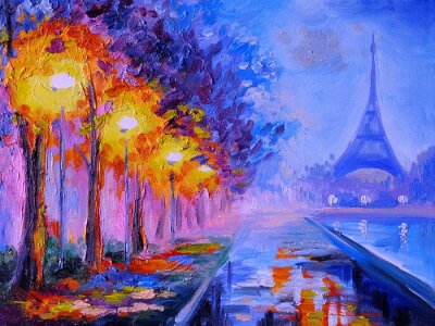 Poster Paris Aquarell mit Eiffelturm