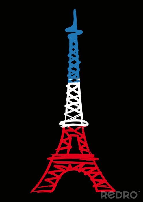 Poster Paris Eiffelturm die Farben der Flagge